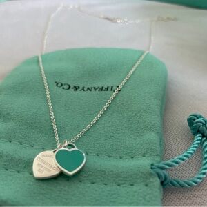 Tiffany & Co Sterling "Return To Tiffany" Blue Mini Double Heart Necklace